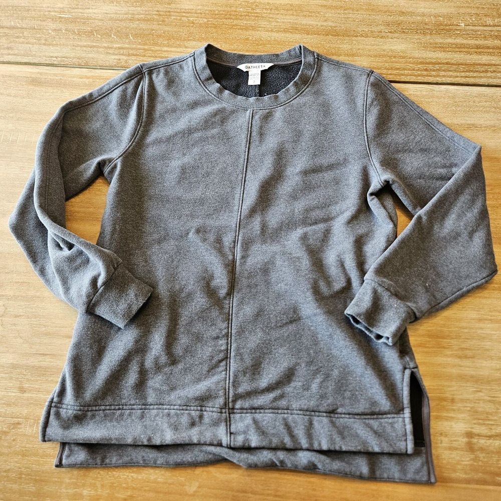 Athleta Womens Retroplush Crew Neck‎ Pullover Sweatshirt w/Pockets Size Small